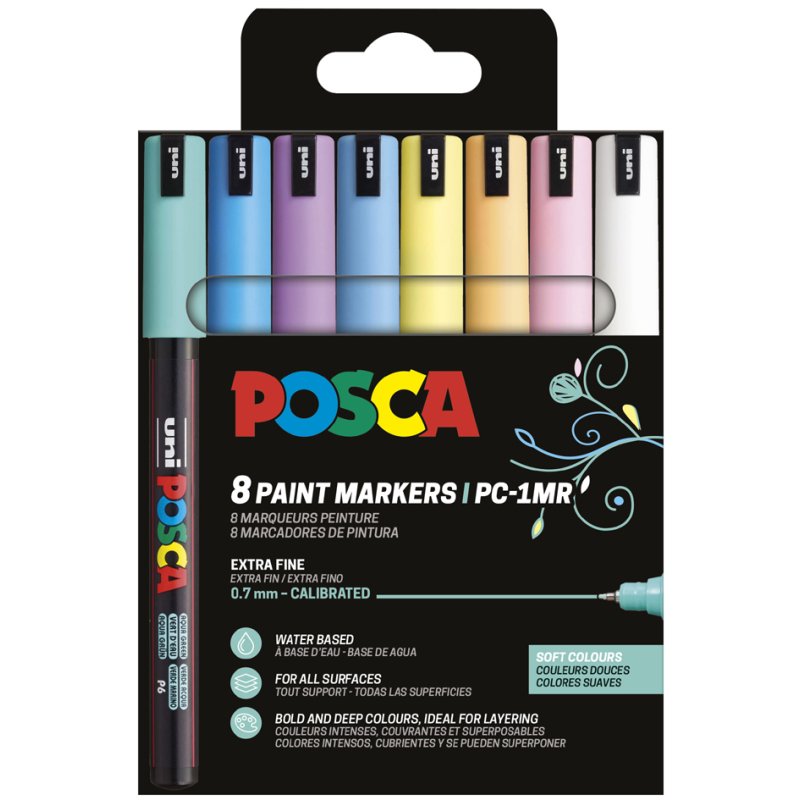 POSCA pigment markers PC1MR, metallic colours, 0.7 mm, 8 pieces